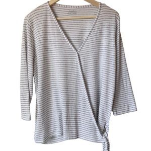 Striped V-Neck Wrap Top
